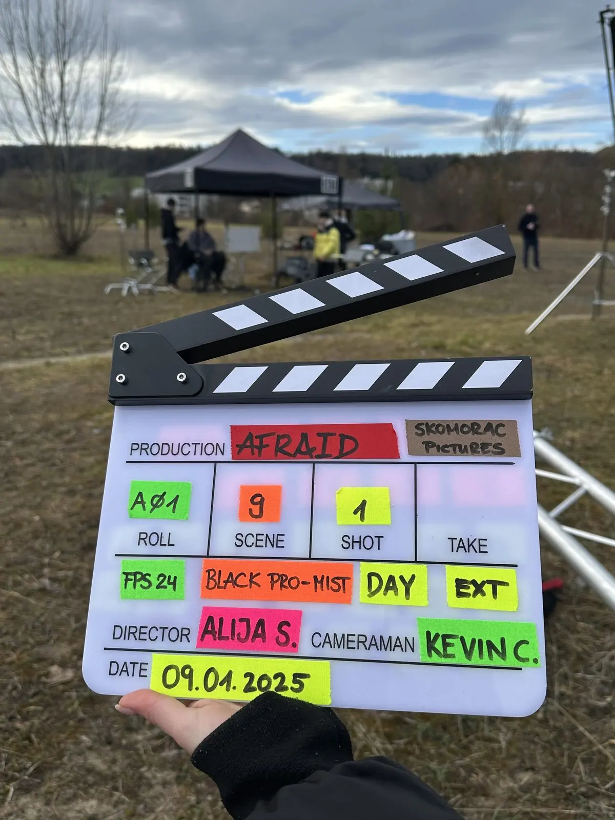 The slate for scene 3, shot 1